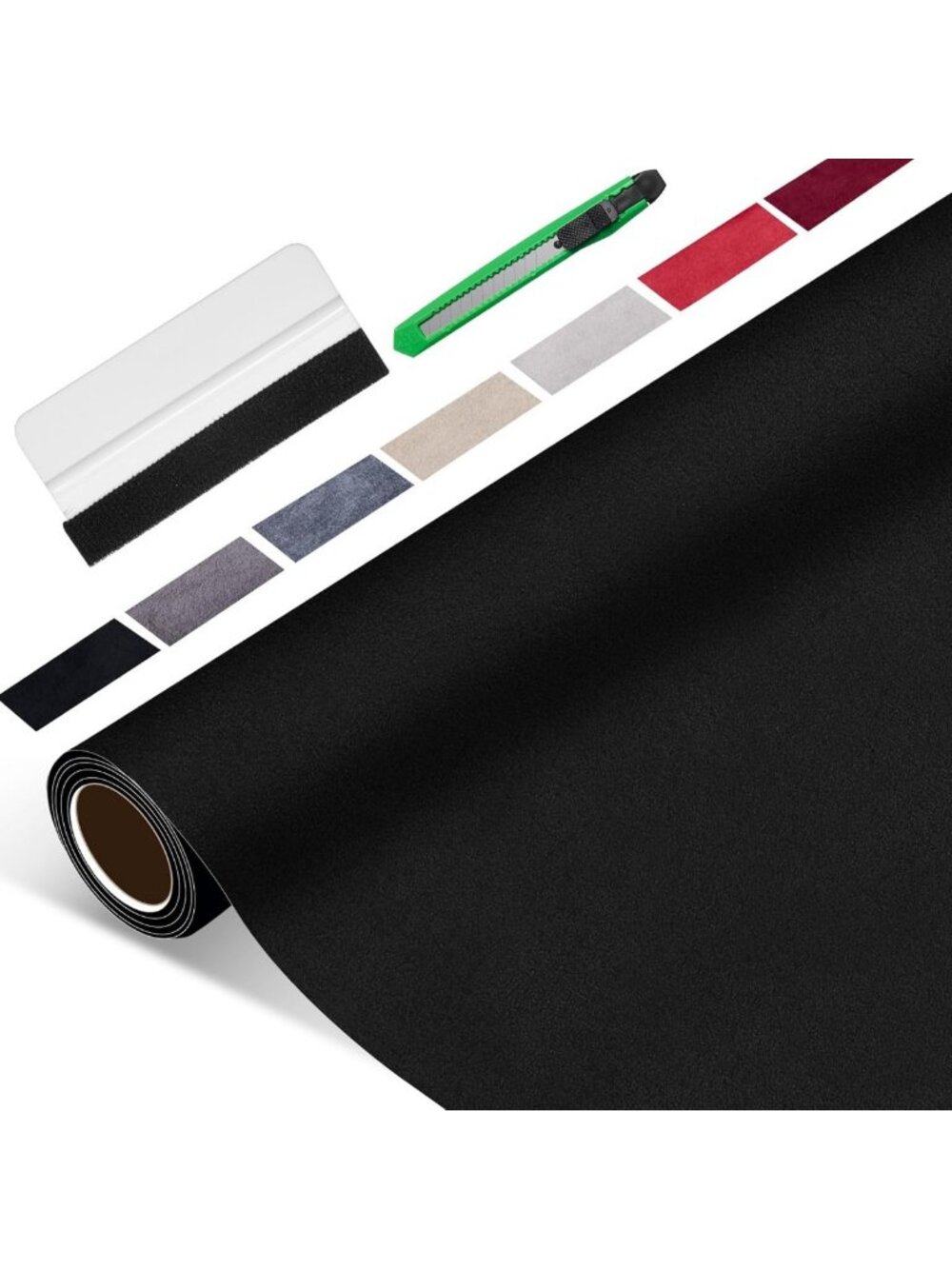 Self-Adhesive Black Suede Wrap for Car & Home Decor - 16" x 59" Easy Peel Fabric